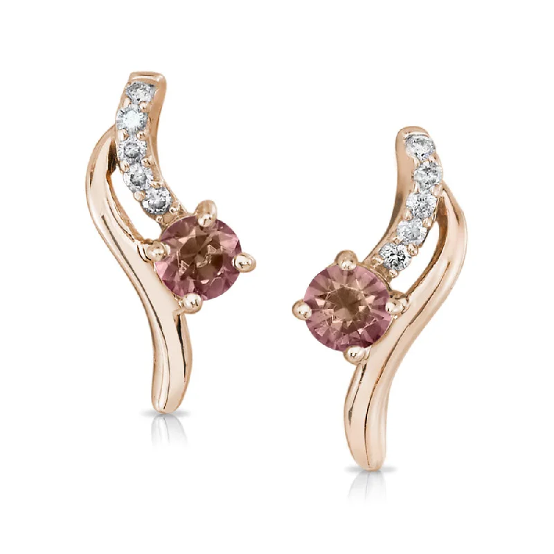 Best hoop earrings with Swarovski crystals for added sparkle and luxury-14K Gold Rose Lotus Garnet/Diamond Earrings