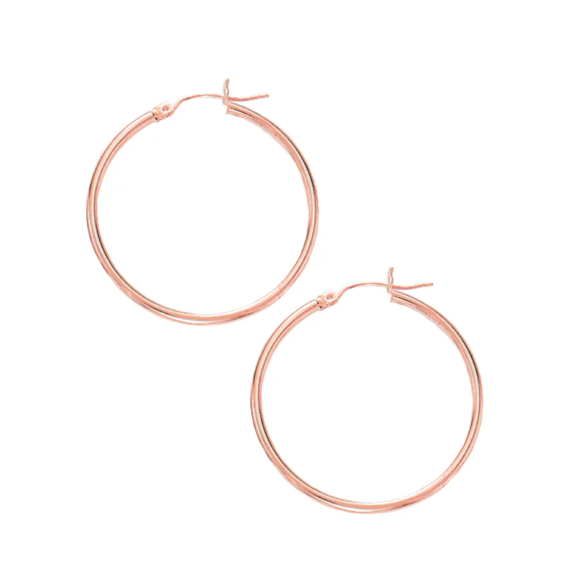 Hoop earrings with diamond-cut surfaces for added sparkle and shine-14K Rose Gold 30 mm Hoop Earrings