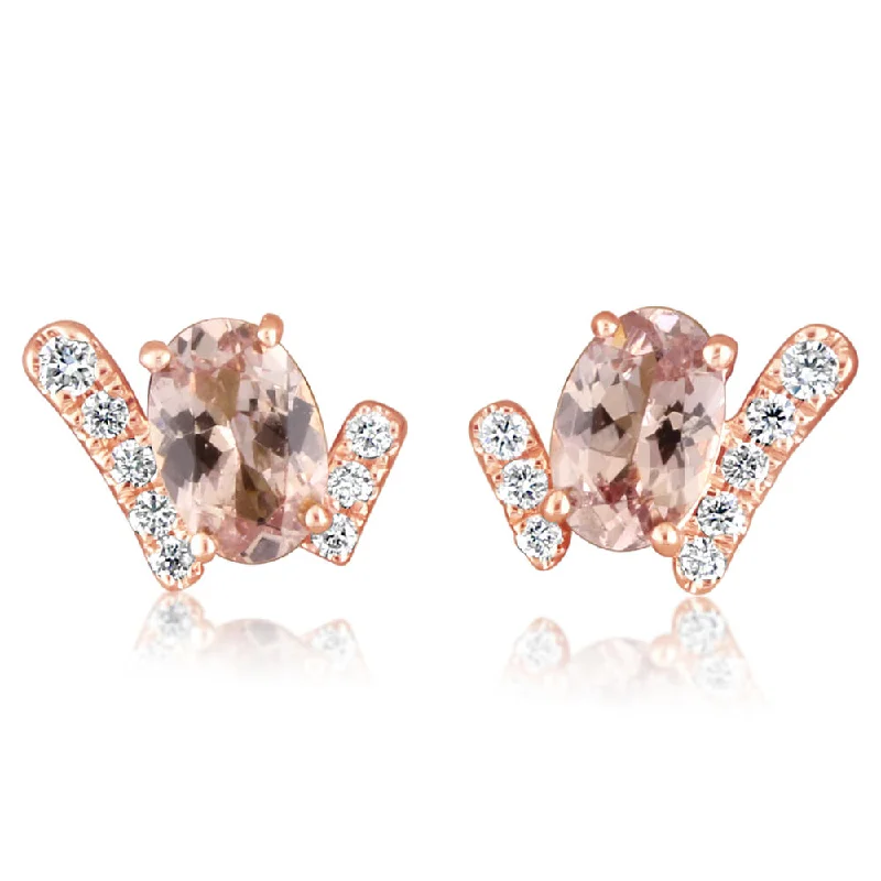 Classic hoop earrings with a thin profile for a sleek and subtle style-14K Rose Gold Lotus Garnet/Diamond Earrings