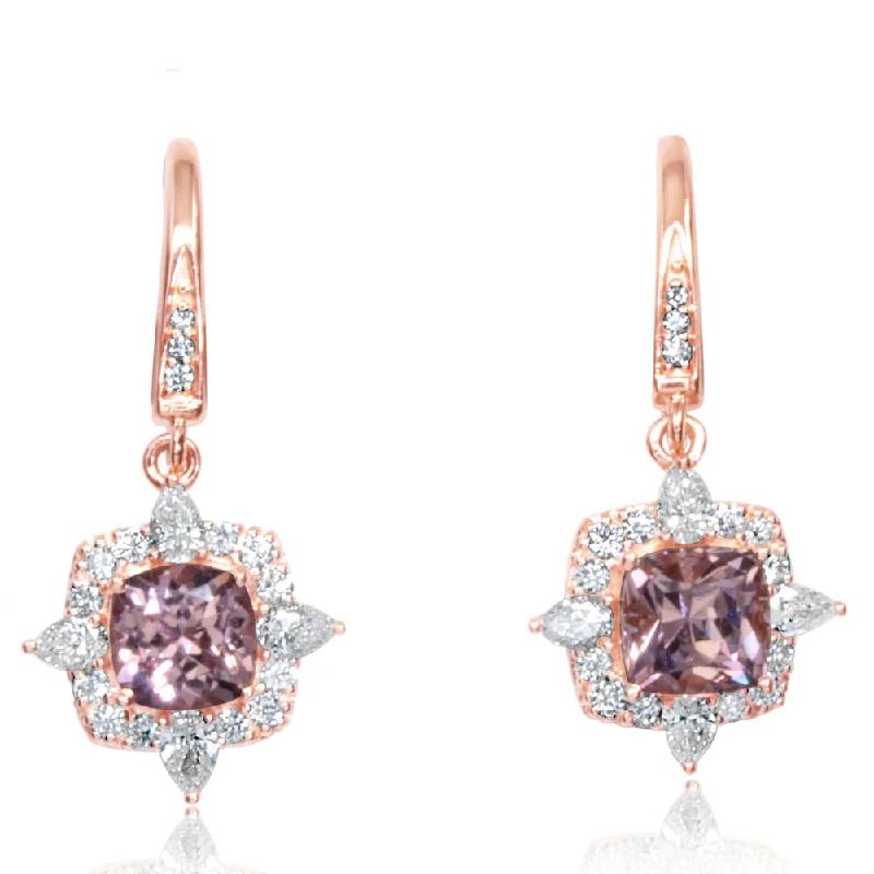 Best hoop earrings with vintage-style detailing for a nostalgic and timeless look-14K Rose Gold Lotus Garnet/Diamond Earrings