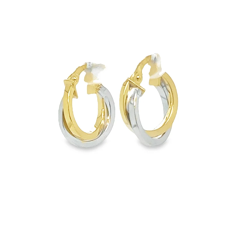 Hoop earrings with dangling charms for a playful and fun look-14K Two-Tone Petite Hoop Earrings