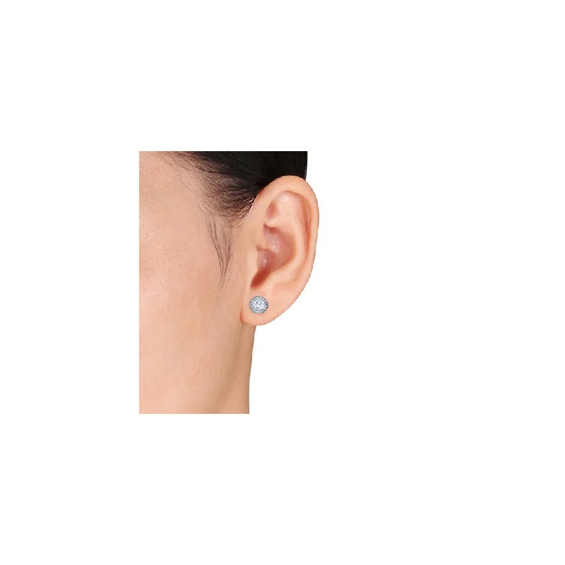 Best hoop earrings with smooth ceramic finishes for a polished, clean style-14k White Gold 1 ct TDW Diamond Halo Studs