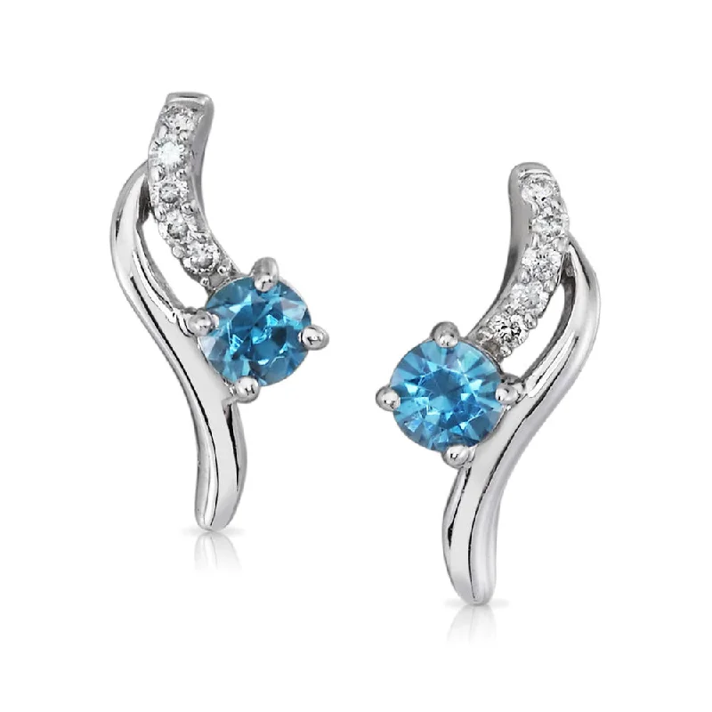 Best hoop earrings with blackened metal for an edgy and bold appearance-14K White Gold Blue Topaz/Diamond Earrings