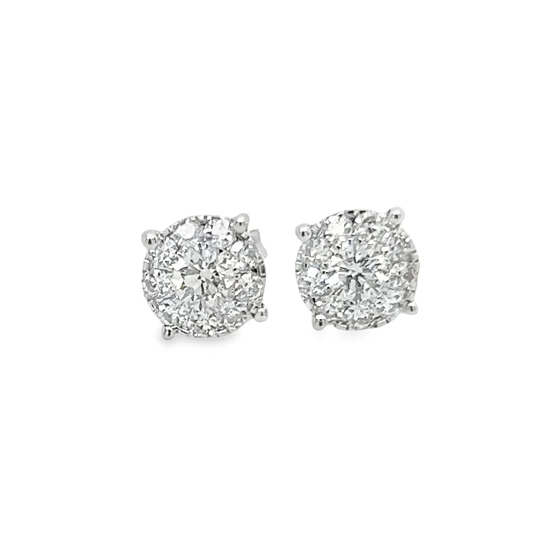 Hoop earrings with rhinestone-studded rims for a glamorous touch-14K White Gold Diamond Cluster Earrings - .78ctw