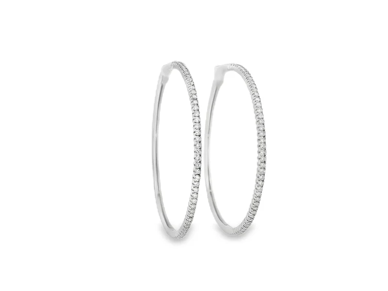 Best hoop earrings with snake chain details for a sleek and modern touch-14K White Gold Diamond Hoops - 1.15ctw - 45mm