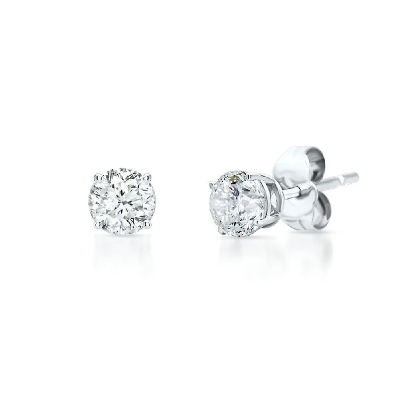 Hoop earrings with luxe velvet finishes for a rich and luxurious touch-14K White Gold Natural Diamond Studs - .33ctw