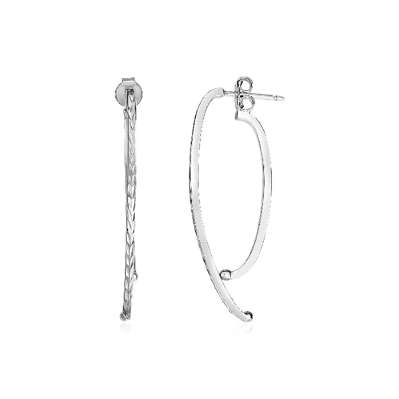 Best hoop earrings with matte finish for a sophisticated, understated design-14k White Gold Two Part Half Oval Earrings