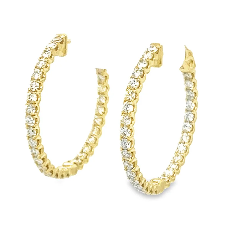 Classic hoop earrings with a thin profile for a sleek and subtle style-14K Yellow Gold Diamond Hoop Earrings - 1.50ctw