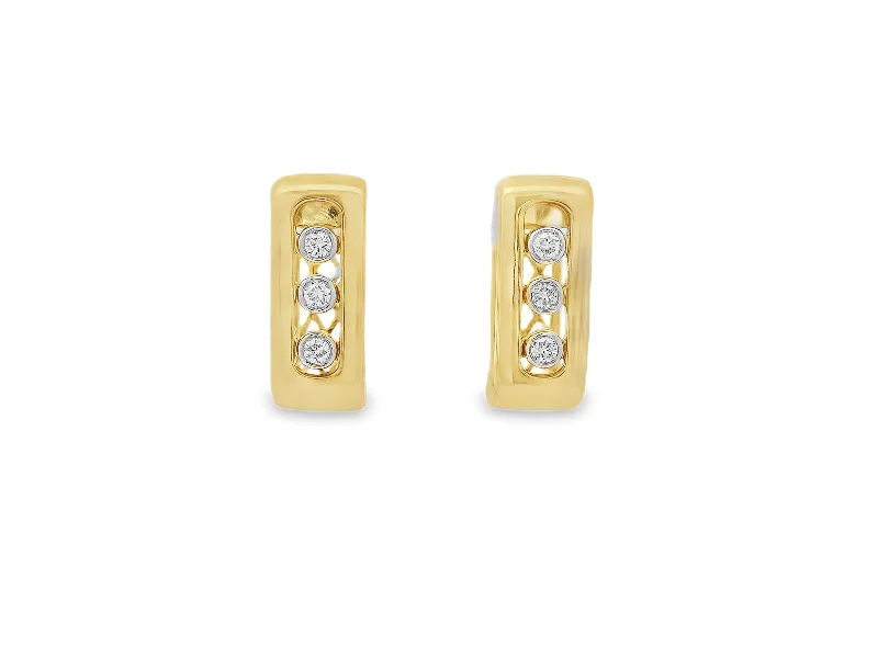 Hoop earrings with braided patterns for a detailed and textured finish-14K Yellow Gold Rectangular Hoop Earrings