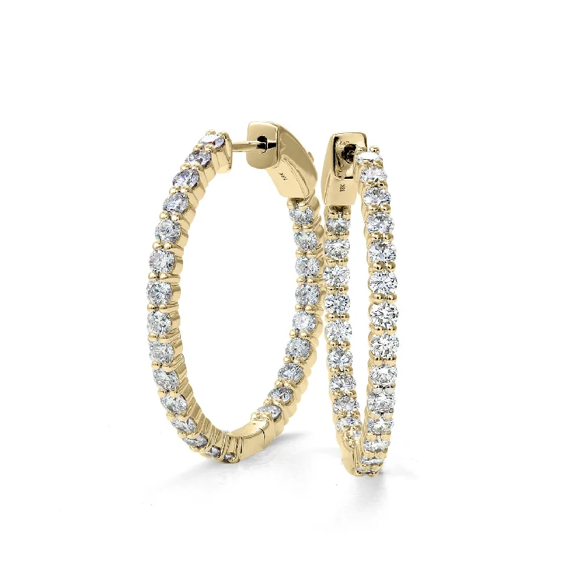 Best hoop earrings with multi-colored gemstones for a vibrant and lively touch-18K Yellow Gold Diamond Hoop Earrings - 2.00ctw