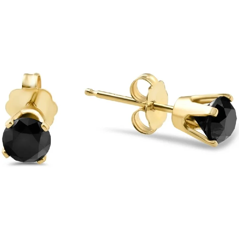 Hoop earrings with rhinestone embellishments for a glamorous and sparkling look-1ct Black Diamond Studs in Yellow Gold