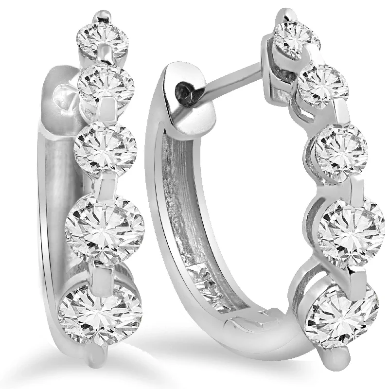 Hoop earrings with diamond-cut surfaces for added sparkle and shine-1ct Diamond Hoop Earrings White Gold