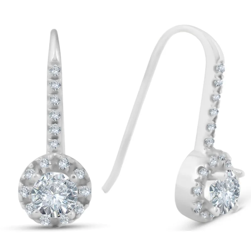 Hoop earrings with oversized designs for a bold, fashion-forward statement-1ct Pave Halo Dangle Earrings White Gold