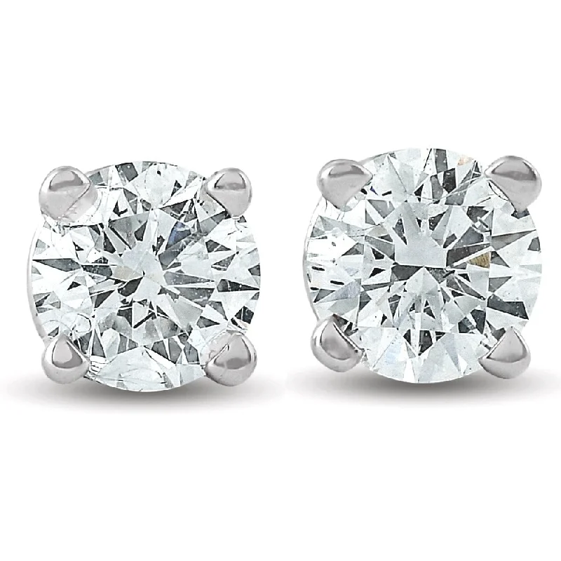 Hoop earrings with open designs for a modern, lighthearted vibe-3/4Ct Round Diamond Studs Brilliant Cut Earrings White Gold Enhanced