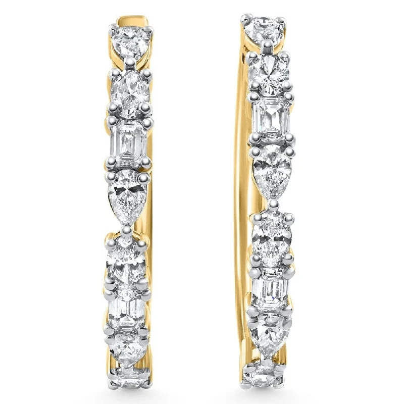 Large hoop earrings for a bold and statement-making fashion accessory-4.34 Ct Multi Fancy Shape Diamond Hoops Gold Lab Grown Women's Earrings