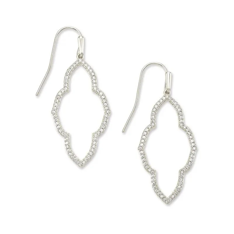 Best hoop earrings with floral designs for a feminine and delicate look-Kendra Scott | Abbie Silver Small Open Frame Earrings in White Crystal