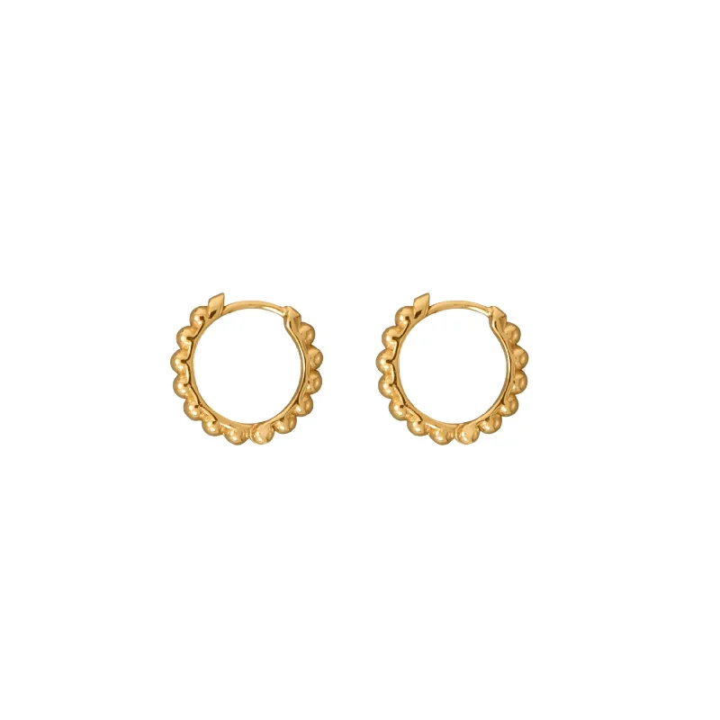 Hoop earrings with resin accents for a bold and colorful design-Gold Beaded Huggie Hoop Earrings