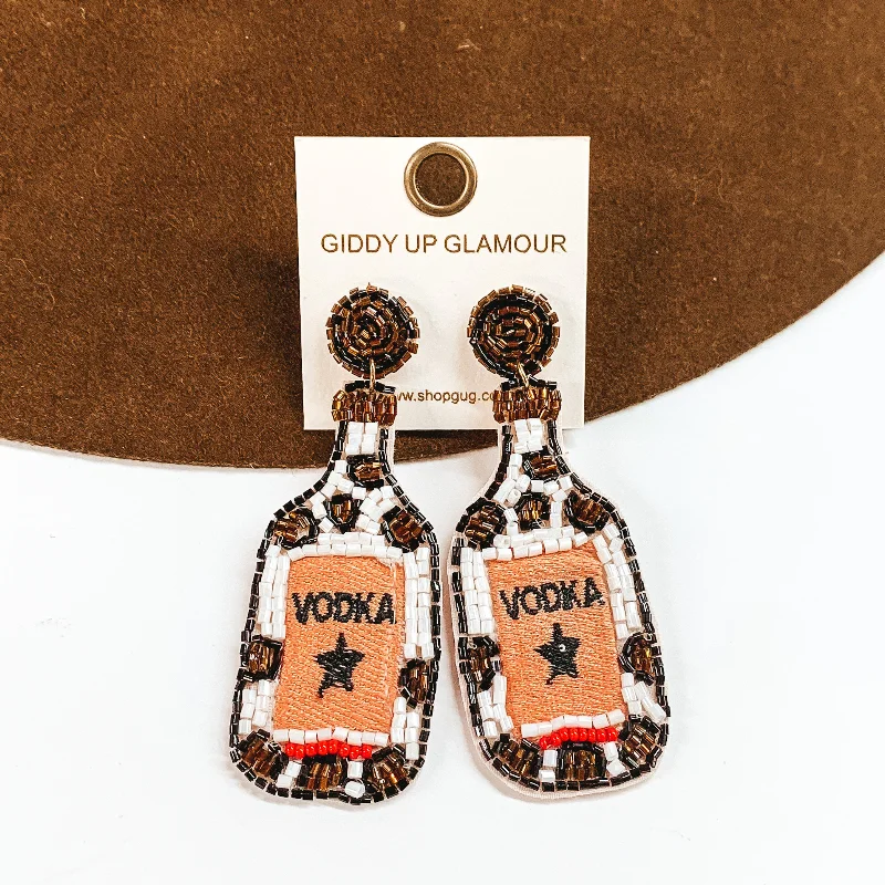 Medium hoop earrings for an everyday look with the perfect balance of style-Beaded Vodka Bottle in Leopard Print