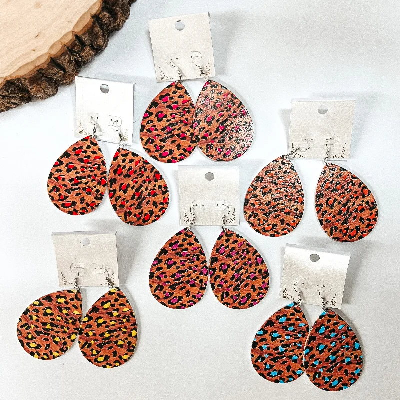 Best hoop earrings with marbled designs for a trendy and artistic effect-Buy 3 for $10 | Leopard Teardrop Faux Wood Grain Earrings