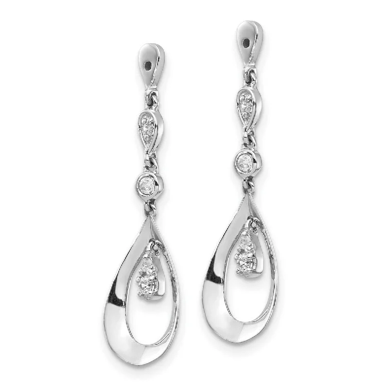 Hoop earrings with cut-out designs for a creative and lightweight effect-Curata 14k White Gold Diamond Earrings Jackets Measures 29x8mm Wide