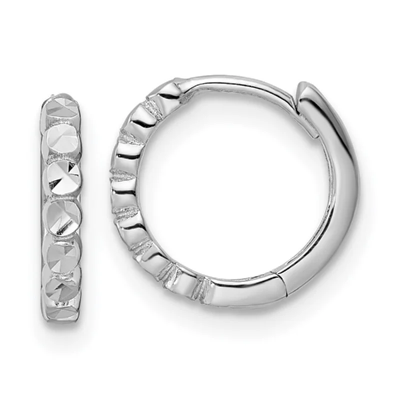 Hoop earrings with polished silver finish for a shiny, modern appeal-Curata 14k White Gold Sparkle Cut 2x12mm Hinged Hoop Earrings