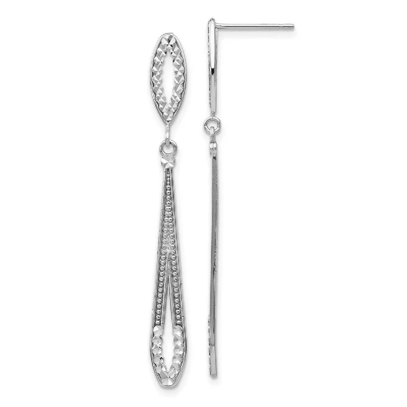 Hoop earrings with cut-out designs for a creative and lightweight effect-Curata 14k White Gold Sparkle Cut Long Drop Dangle Earrings - 48x5mm