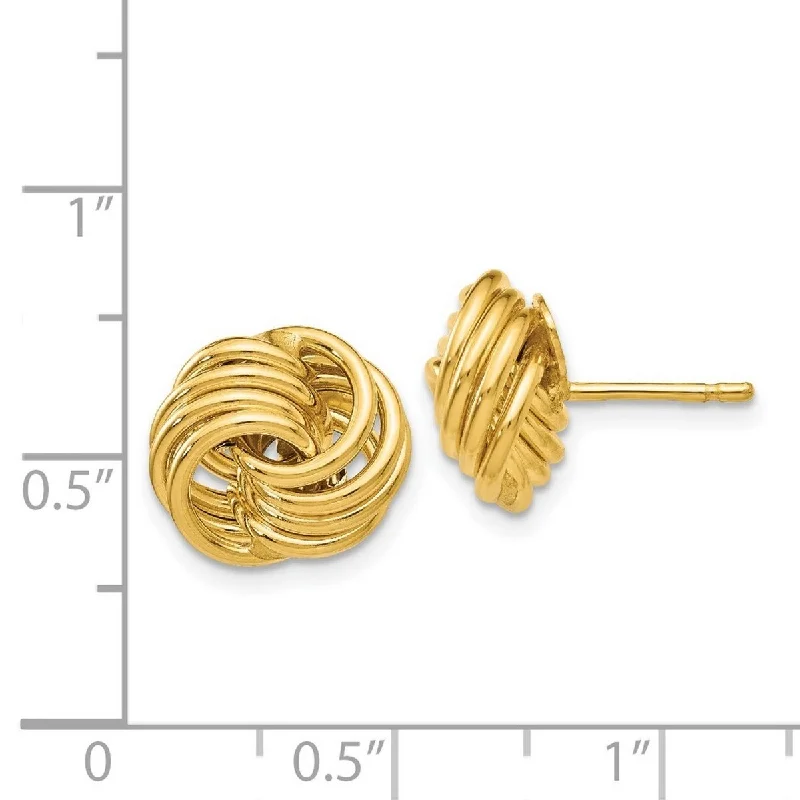 Curata 14k Yellow Gold 11mm Polished Large Love Knot Post Earrings