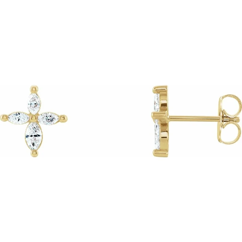 Best hoop earrings with sparkling cubic zirconia for a brilliant, budget-friendly effect-Curata 14k Yellow Gold Polished 0.33 Carat P Marquise Diamond Religious Faith Cross Earrings