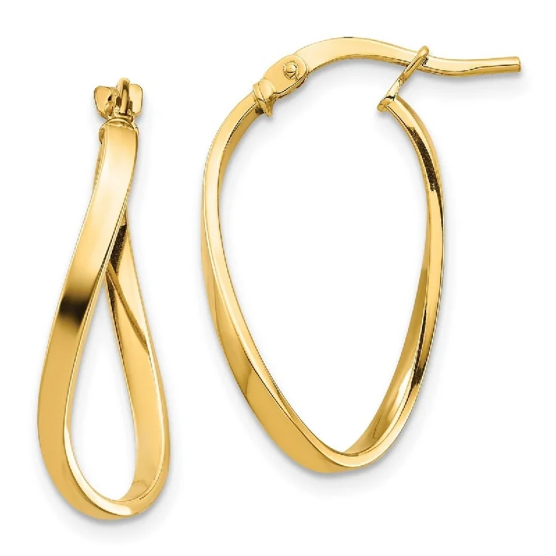 Hoop earrings with pearl accents for a chic and classic style-Curata 14k Yellow Gold Polished 24x2mm Wavy Hoop Earrings