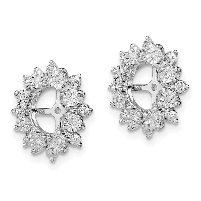 Hoop earrings with textured finishes for a vintage and classic style-Curata 925 Sterling Silver Diamond Earrings Jacket Measures 14x14mm Wide