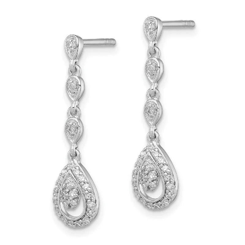 Hoop earrings with diamond-cut surfaces for added sparkle and shine-Curata 925 Sterling Silver Polished and Diamond Teardrop Post Dangle Earrings Measures 25x6mm Wide