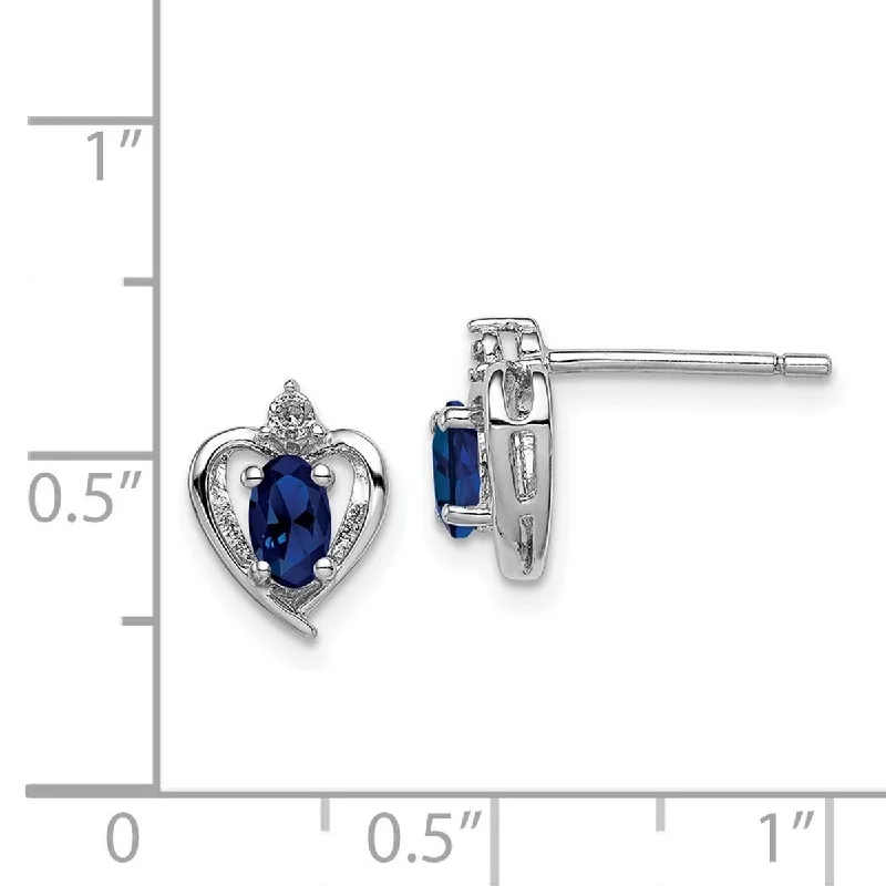 Best hoop earrings with infinity designs for a timeless and meaningful symbol-Curata 925 Sterling Silver Polished Open back Post Earrings Created Sapphire and Diamond Earrings Measures 10x7mm Wide