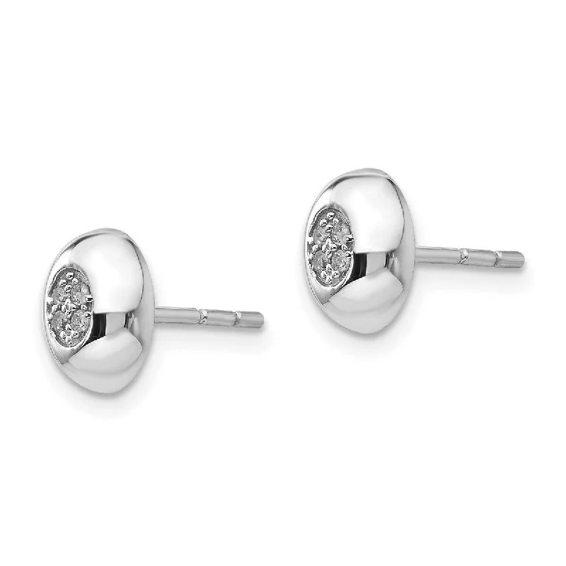 Hoop earrings with leather accents for a sleek and bold combination-Curata 925 Sterling Silver Polished Post Earrings White Ice Diamond Earrings Measures 9x7mm Wide