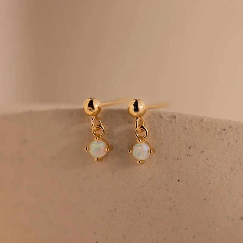 Medium hoop earrings for an everyday look with the perfect balance of style-Dainty Opal Drop Studs