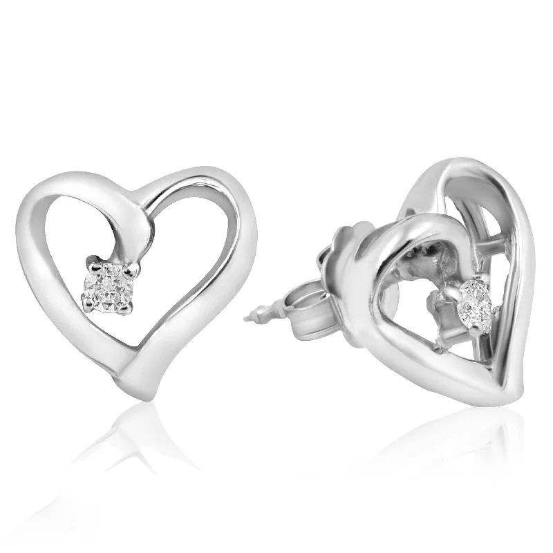 Hoop earrings with abstract wirework for an artistic, unique look-Diamond Heart Shape Earrings Gold