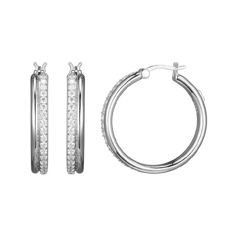 Best hoop earrings with twisted rope designs for a nautical-inspired style-Elle Silver and CZ Hoop Earrings