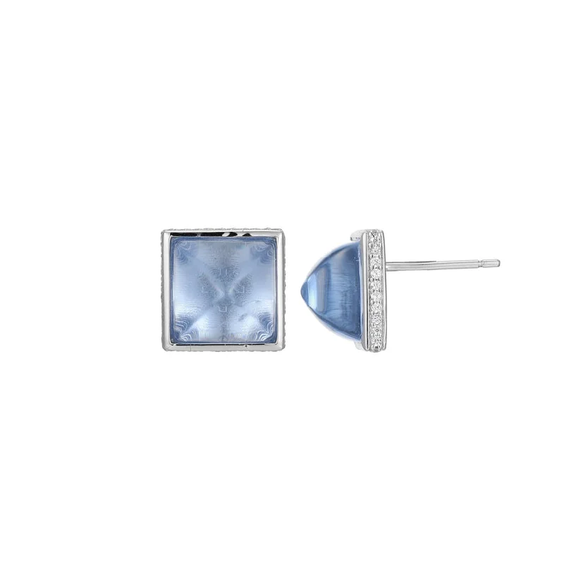 Hoop earrings with open designs for a modern, lighthearted vibe-Elle Silver CCreated Blue Quartz Earrings