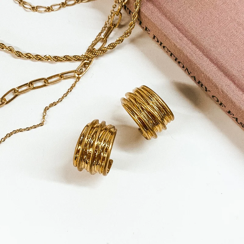 Large hoop earrings for a bold and statement-making fashion accessory-Enjoy the View Thick Hoop Earrings in Gold Tone