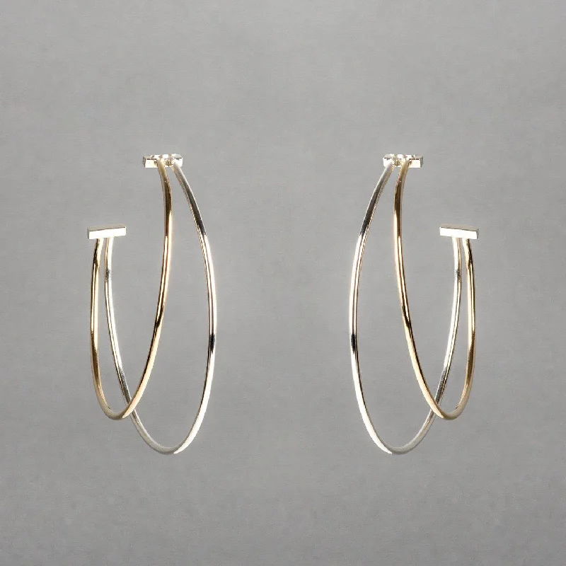 Hoop earrings with a chunky design for a bold and trendy statement-EXPANSION TWO-TONE HOOP