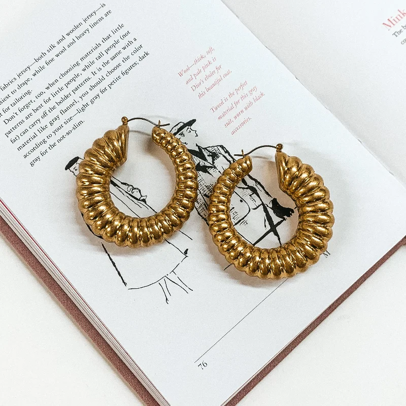 Best hoop earrings with asymmetrical designs for a fashion-forward, avant-garde look-Feeling Divine Hoop Earrings in Gold Tone