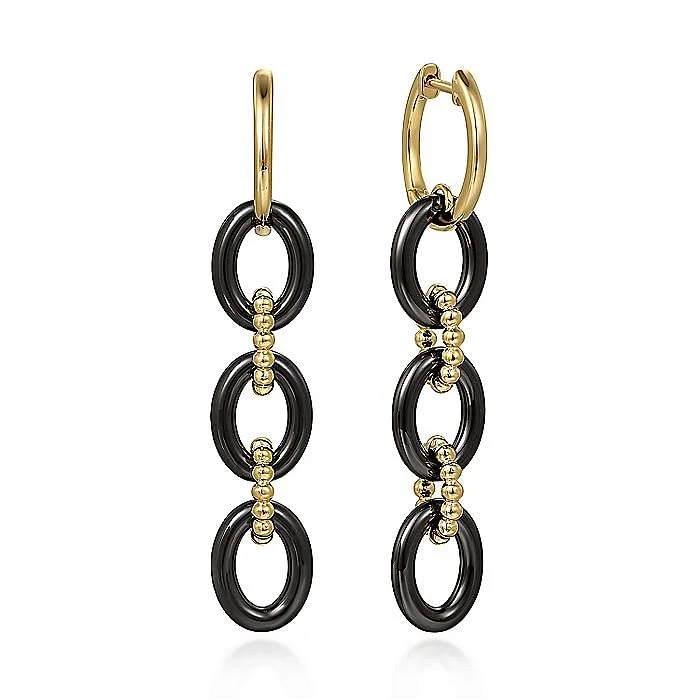 Hoop earrings with gold accents for a warm, elegant statement piece-Gabriel & Co Bujukan and Black Ceramic Earrings