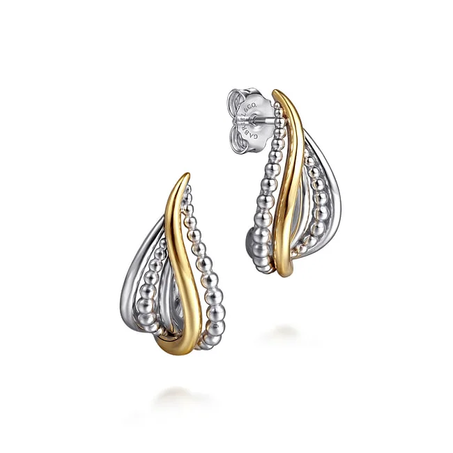 Hoop earrings with cut-out designs for a creative and lightweight effect-Gabriel & Co. Silver and Yellow Gold Hoop Earrings