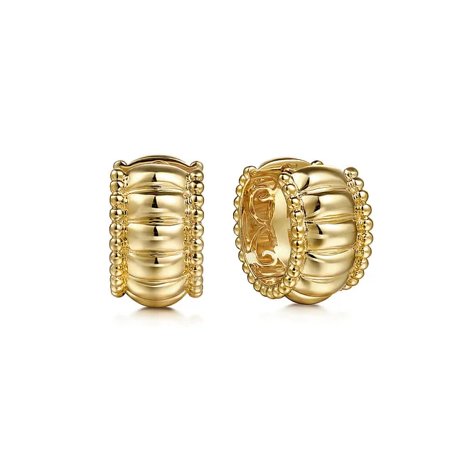 Hoop earrings with faceted crystals for added sparkle and shine-gabriel & co. Yellow Bujukan Huggie Earrings