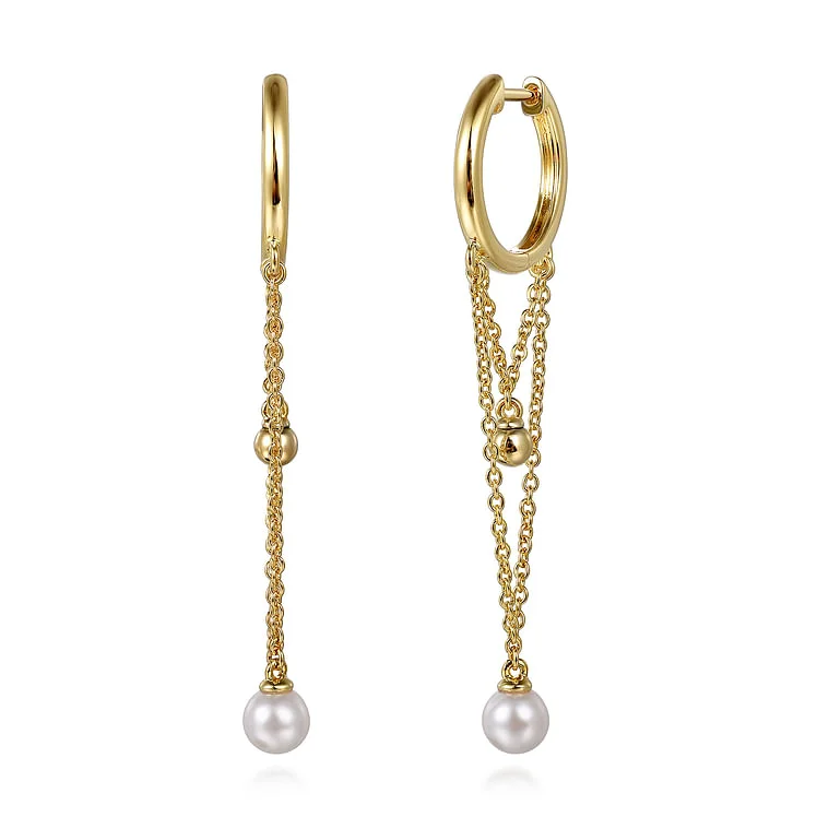 Best hoop earrings with marbled designs for a trendy and artistic effect-Gabriel & Co Yellow bujukand and Pearl Earrings