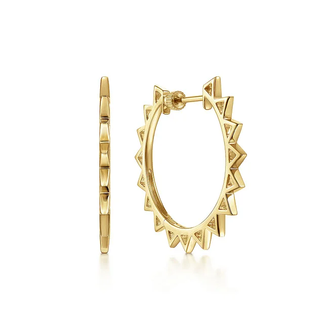 Hoop earrings with oversized pearl accents for a statement-making look-Gabriel & Co. Yellow Hoop Earrings