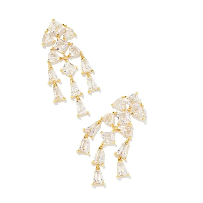 Best hoop earrings with sparkling cubic zirconia for a brilliant, budget-friendly effect-Kendra Scott | Blair Gold Jewel Statement Earrings in White Crystal