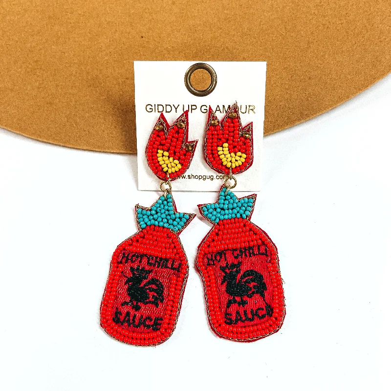 Best hoop earrings with custom designs for a personalized, unique accessory-Hot Chili Sauce Beaded Earrings in Red