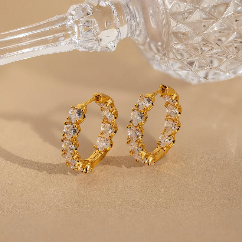 Best hoop earrings with geometric cuts for a sharp, modern appeal-Inside Out Heart Diamond Hoops