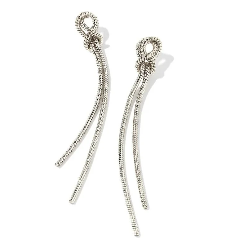 Hoop earrings with abstract wirework for an artistic, unique look-Kendra Scott | Annie Linear Earrings in Silver