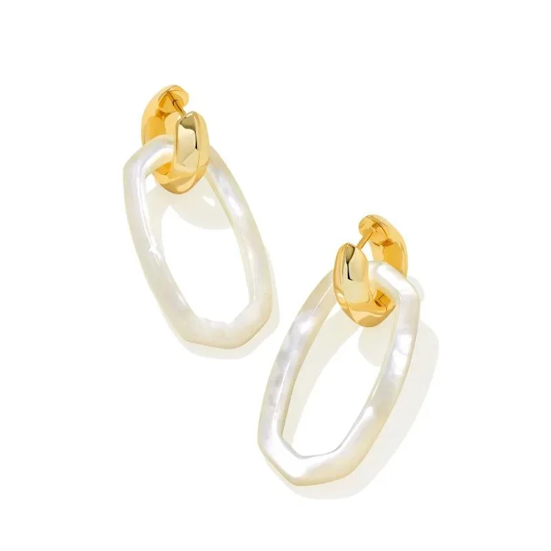 Hoop earrings with oversized pearl accents for a statement-making look-Kendra Scott | Danielle Gold Convertible Link Earrings in Ivory Mother-of-Pearl